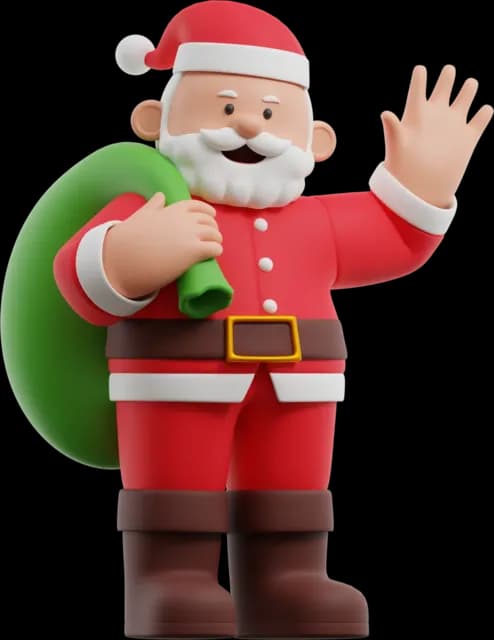 Santa with his sack of gifts, waving